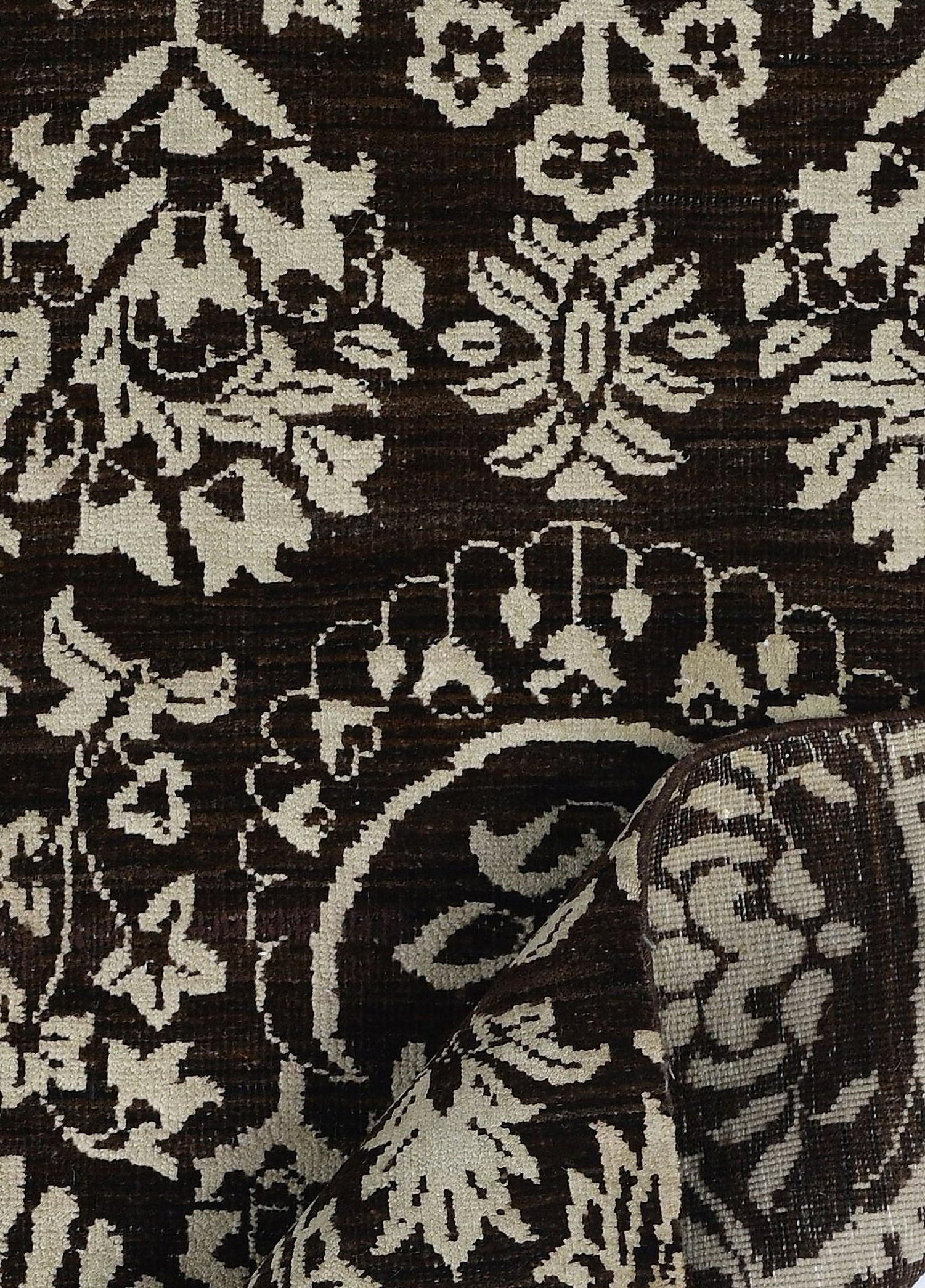 Nocturne Grove Hand-Woven Wool and Silk Carpet 186x123 cm