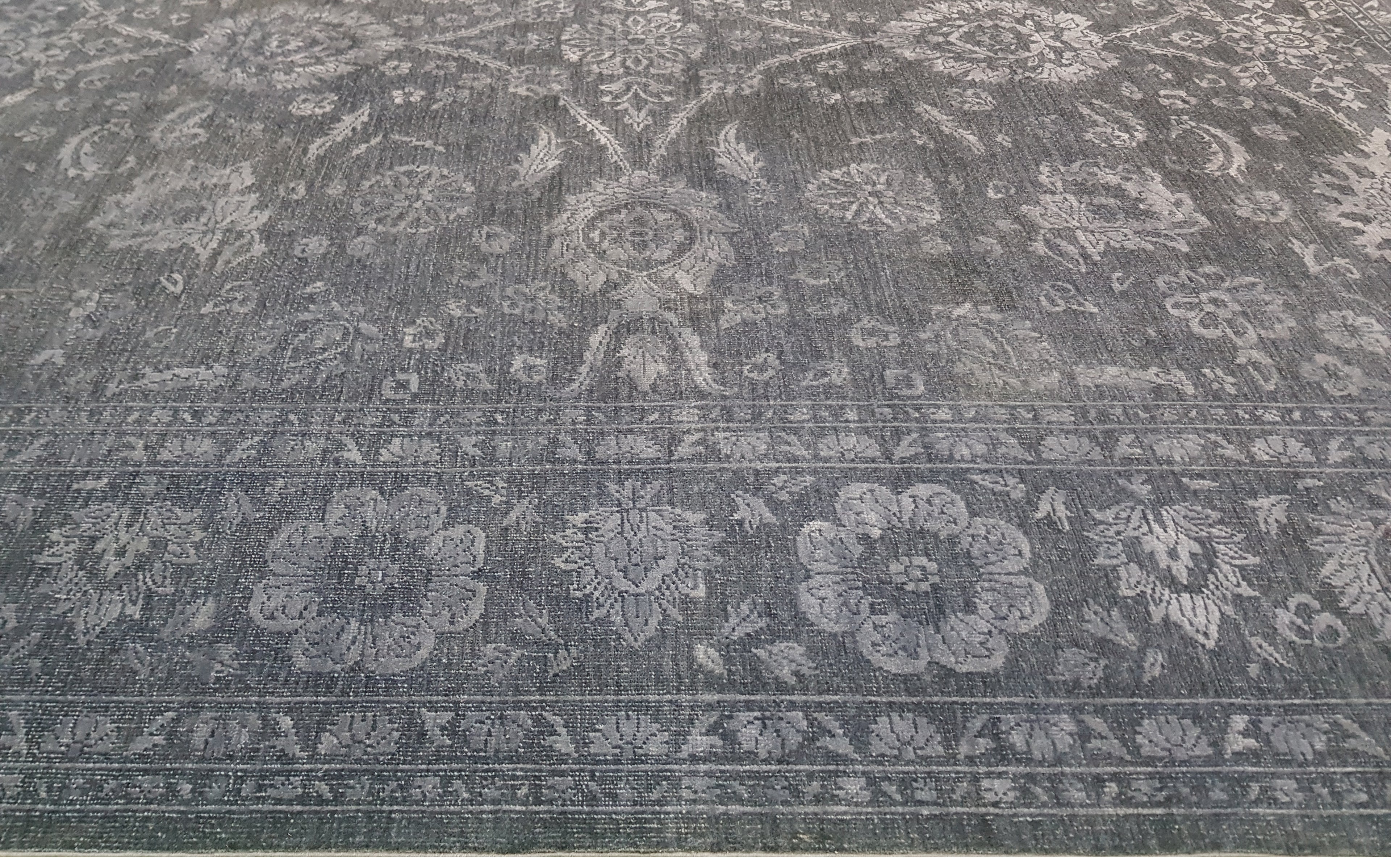 Twilight Cyan Hand-Woven Wool Rug 298x241 cm