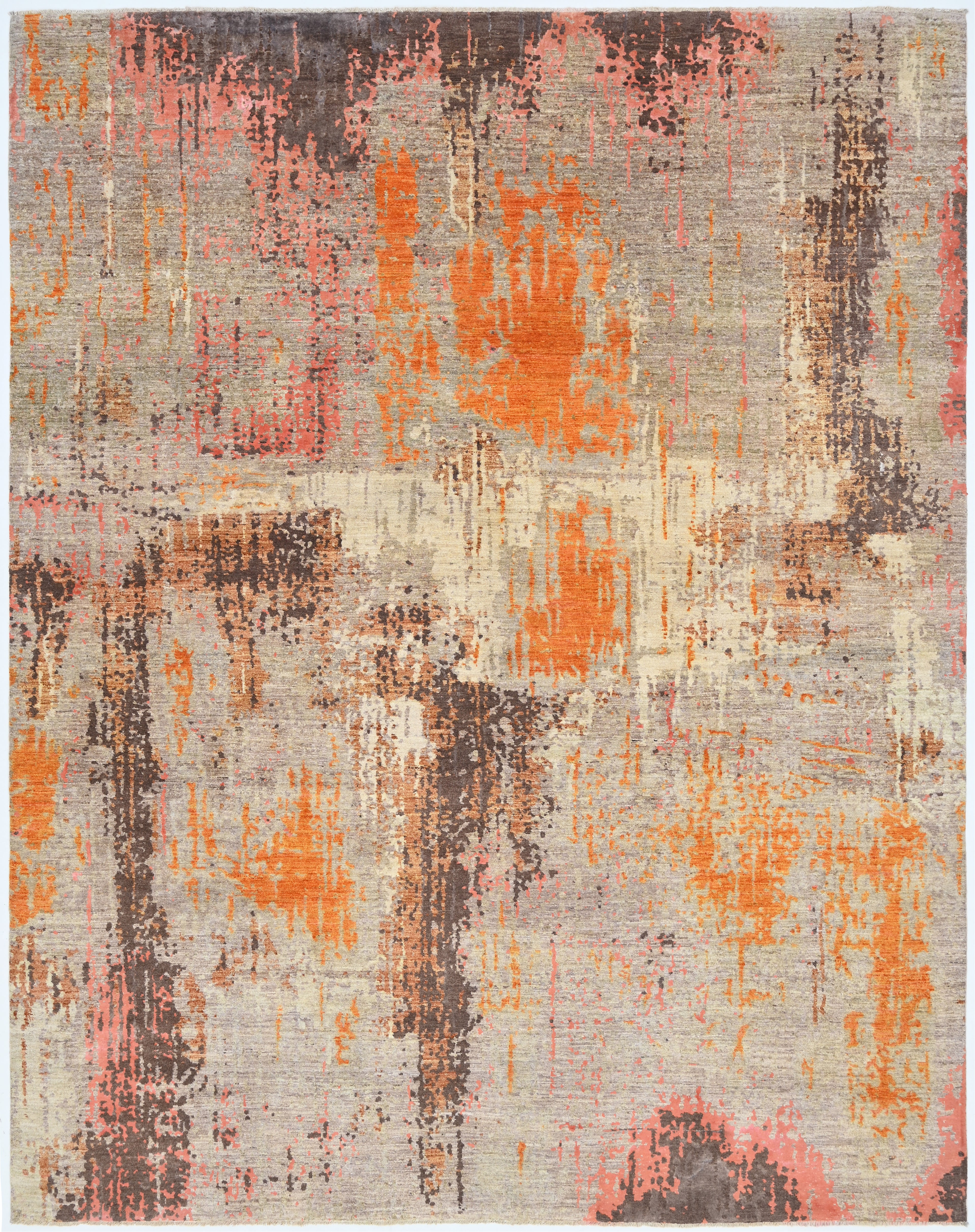 Neon Dust Hand-Woven Wool and Silk Carpet 303x240 cm