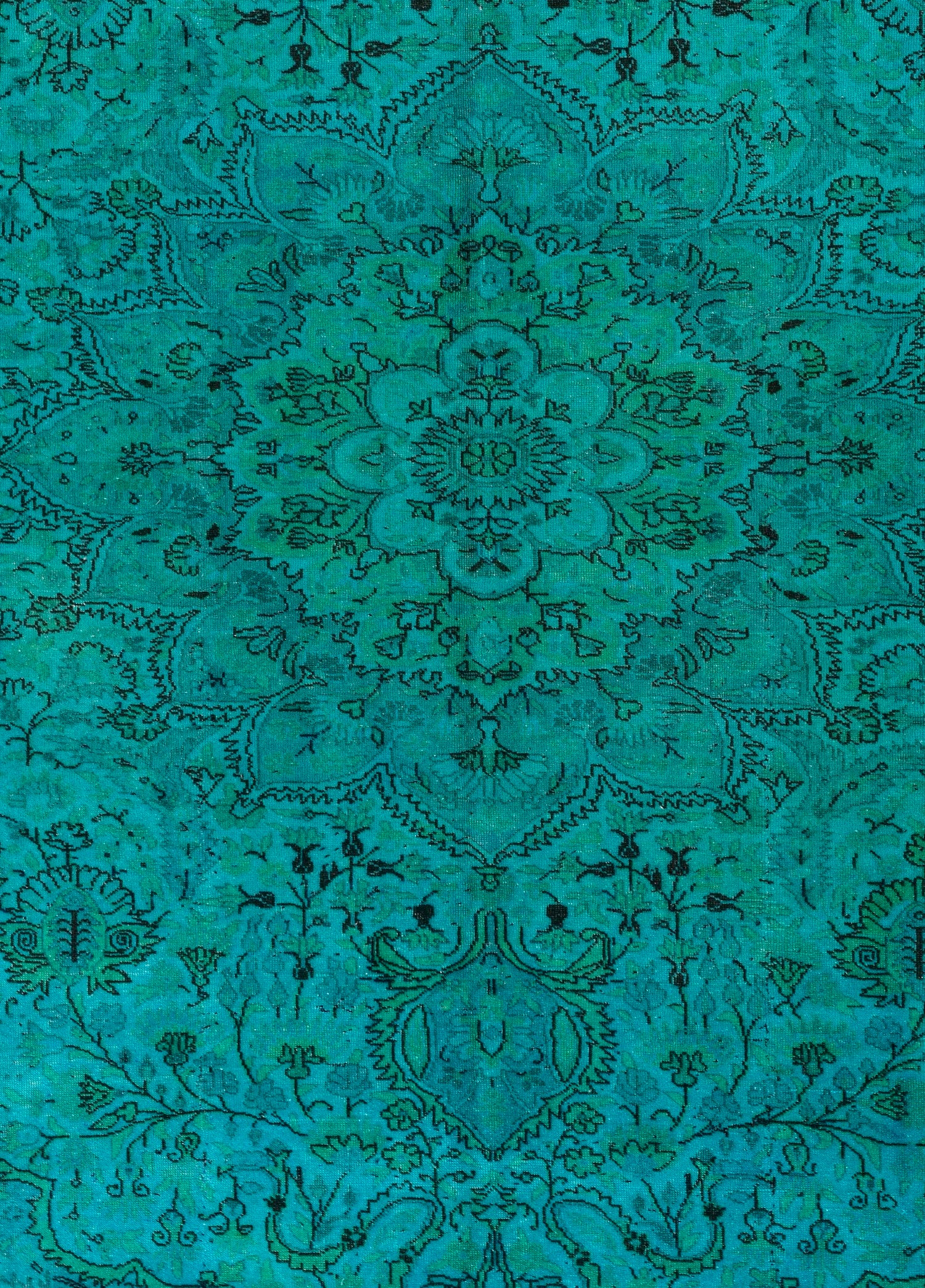 Verdigris Pattern Vintage Hand-Woven Wool Carpet 282x196 cm