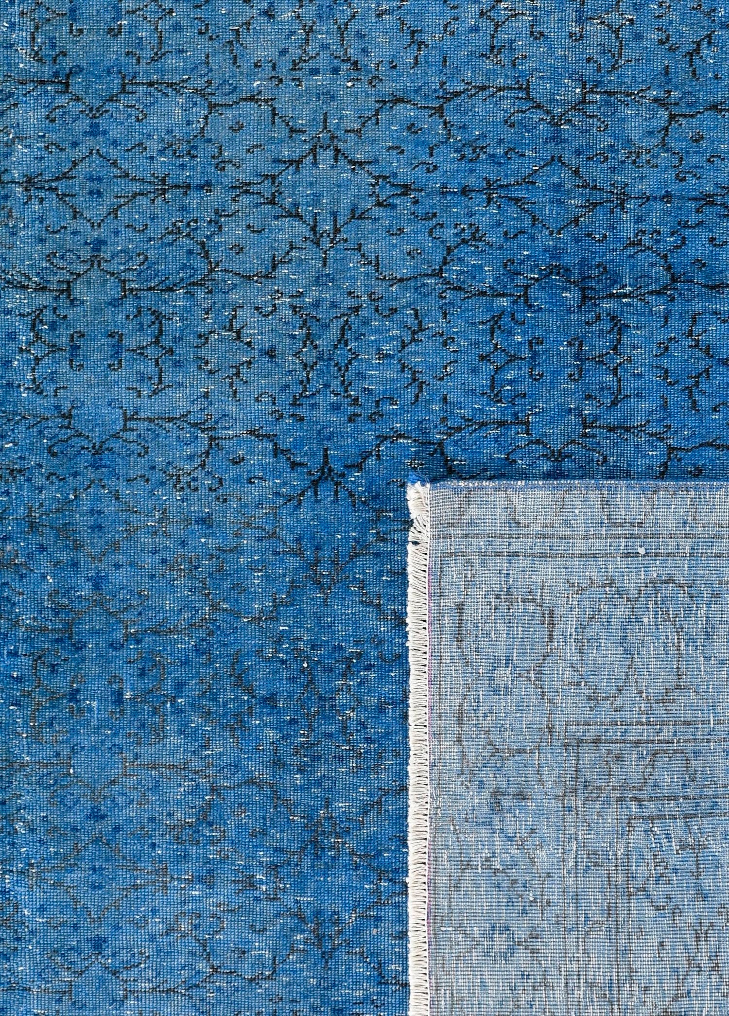 Celestial Blue Vintage El Dokuma Yün Halı 293x202 cm