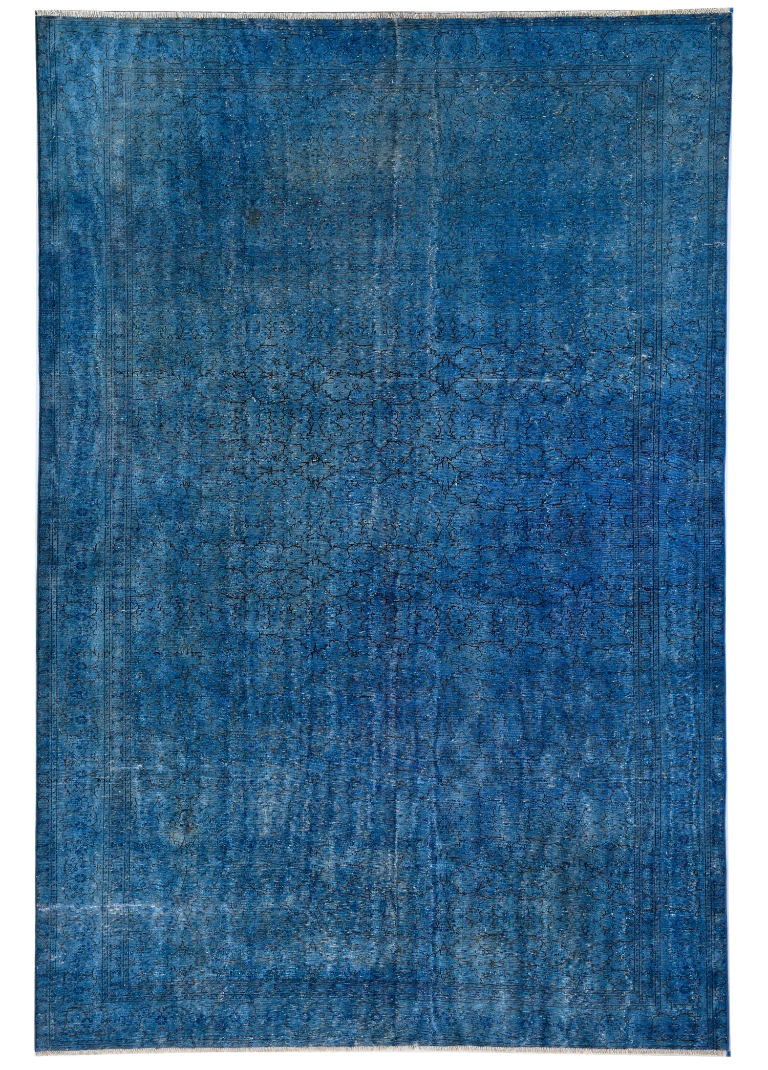 Celestial Blue Vintage El Dokuma Yün Halı 293x202 cm