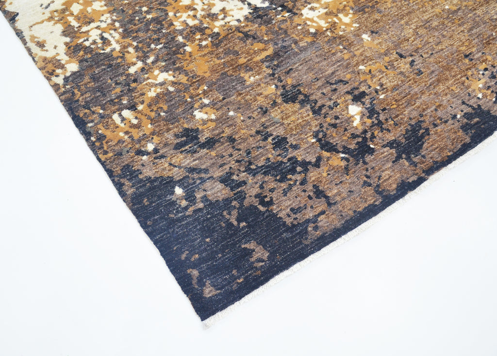 Terra Abstract Hand-Woven Wool and Silk Carpet 309x249 cm