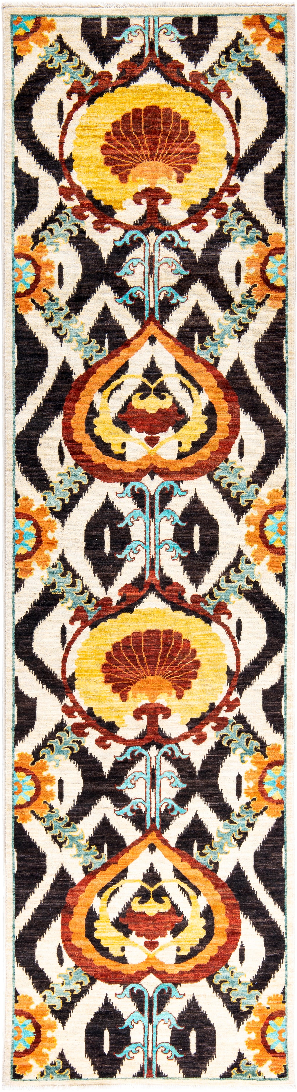 Anor Hand-Woven Wool and Silk Carpet 292x080 cm