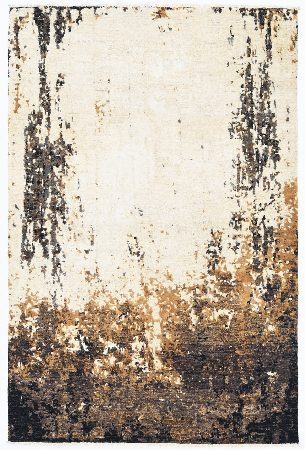 Terra Abstract Hand-Woven Wool and Silk Carpet 183x121 cm