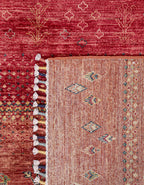 Crimson Cypress Hand-Woven Wool and Silk Carpet 241x167 cm
