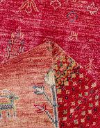Crimson Cypress Hand-Woven Wool and Silk Carpet 241x167 cm