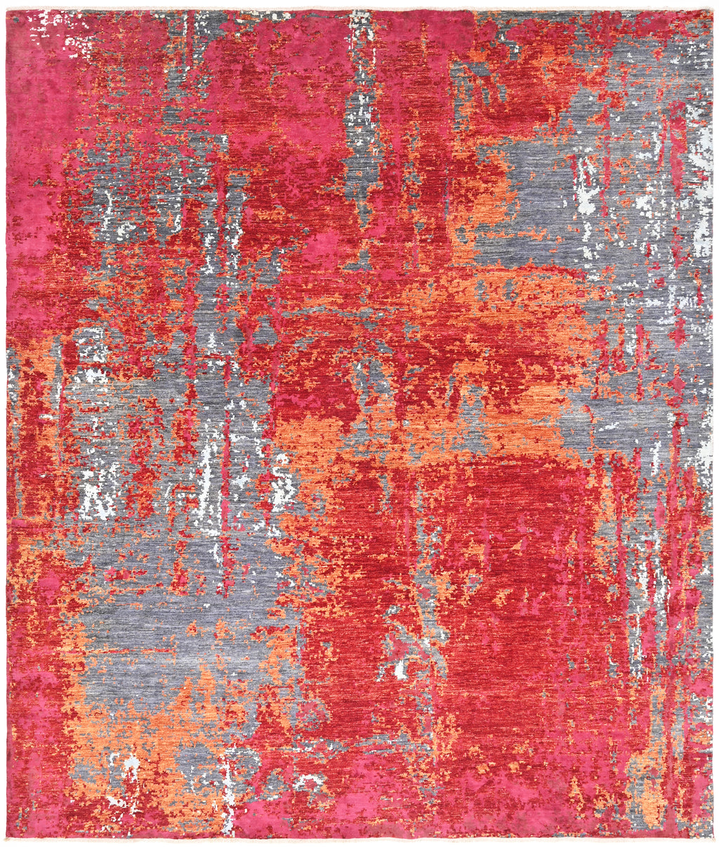 Amber Glow Hand-Woven Wool and Silk Carpet 290x246 cm