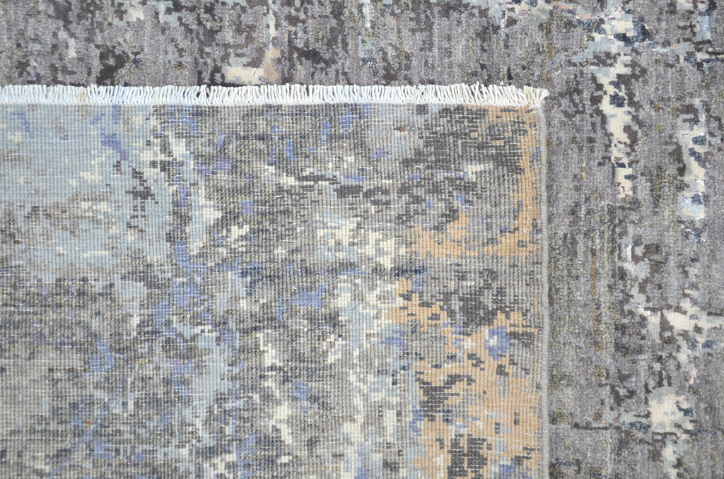 Ashen Lines Hand-Woven Wool and Silk Carpet 248x170 cm