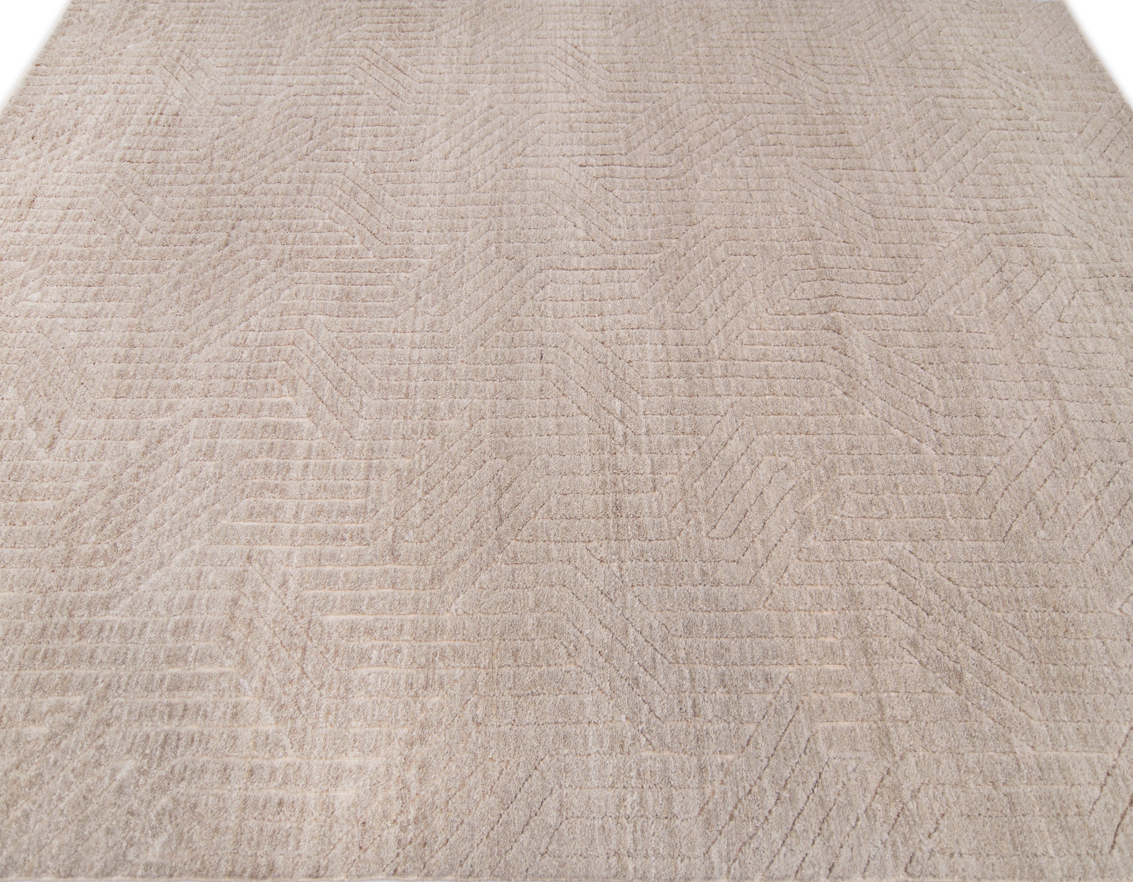 BordeauX White El Dokuma Yün Halı 299x219 cm