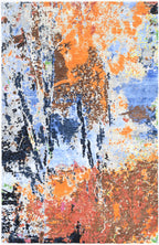 Fauve Hand-Woven Wool and Silk Carpet 304x199 cm
