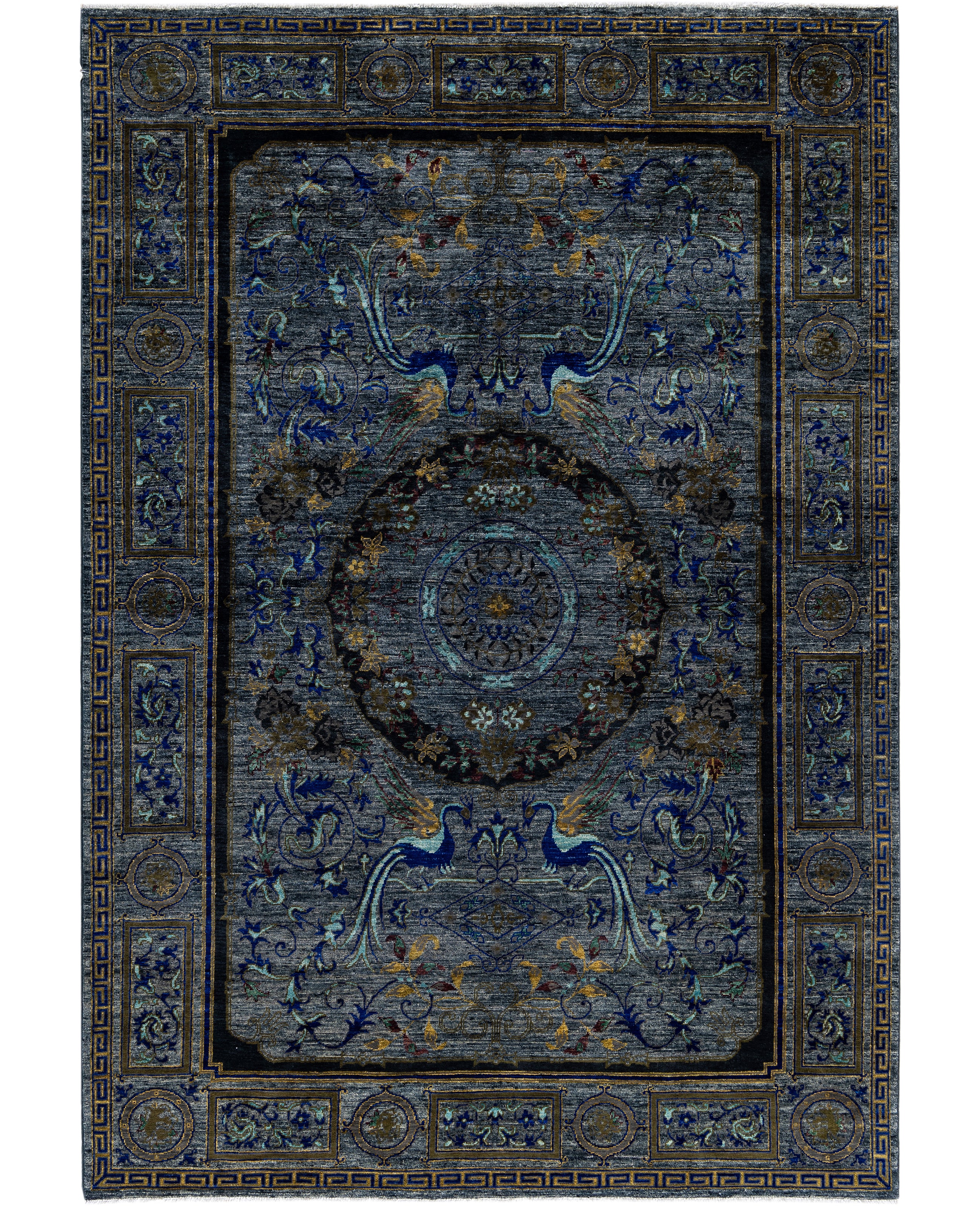 Imperial Phoenix Blue El Dokuma Yün Halı 268 x 186 cm