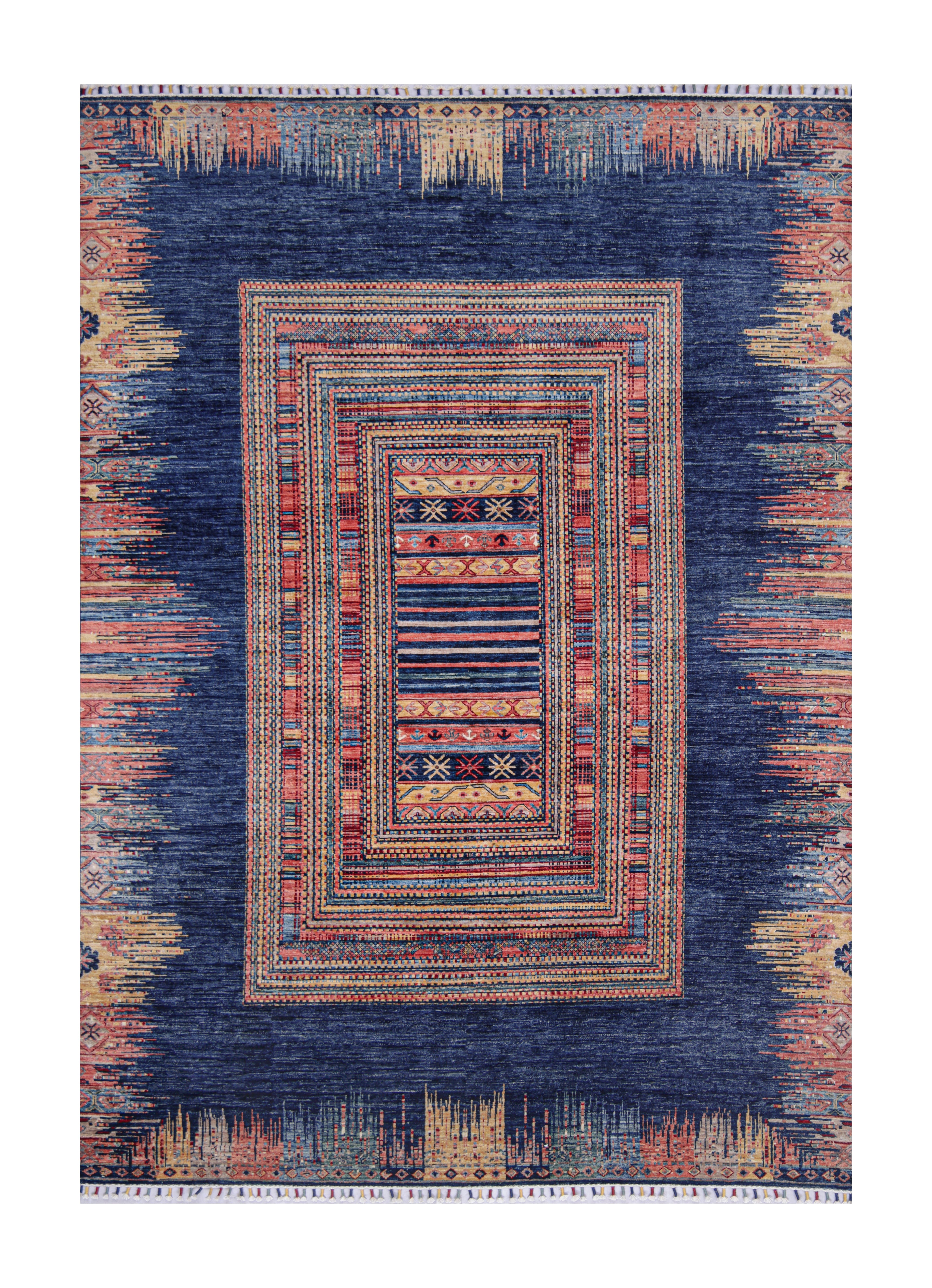 Zerava Indigo El Dokuma Yün Halı 297 x 211 cm