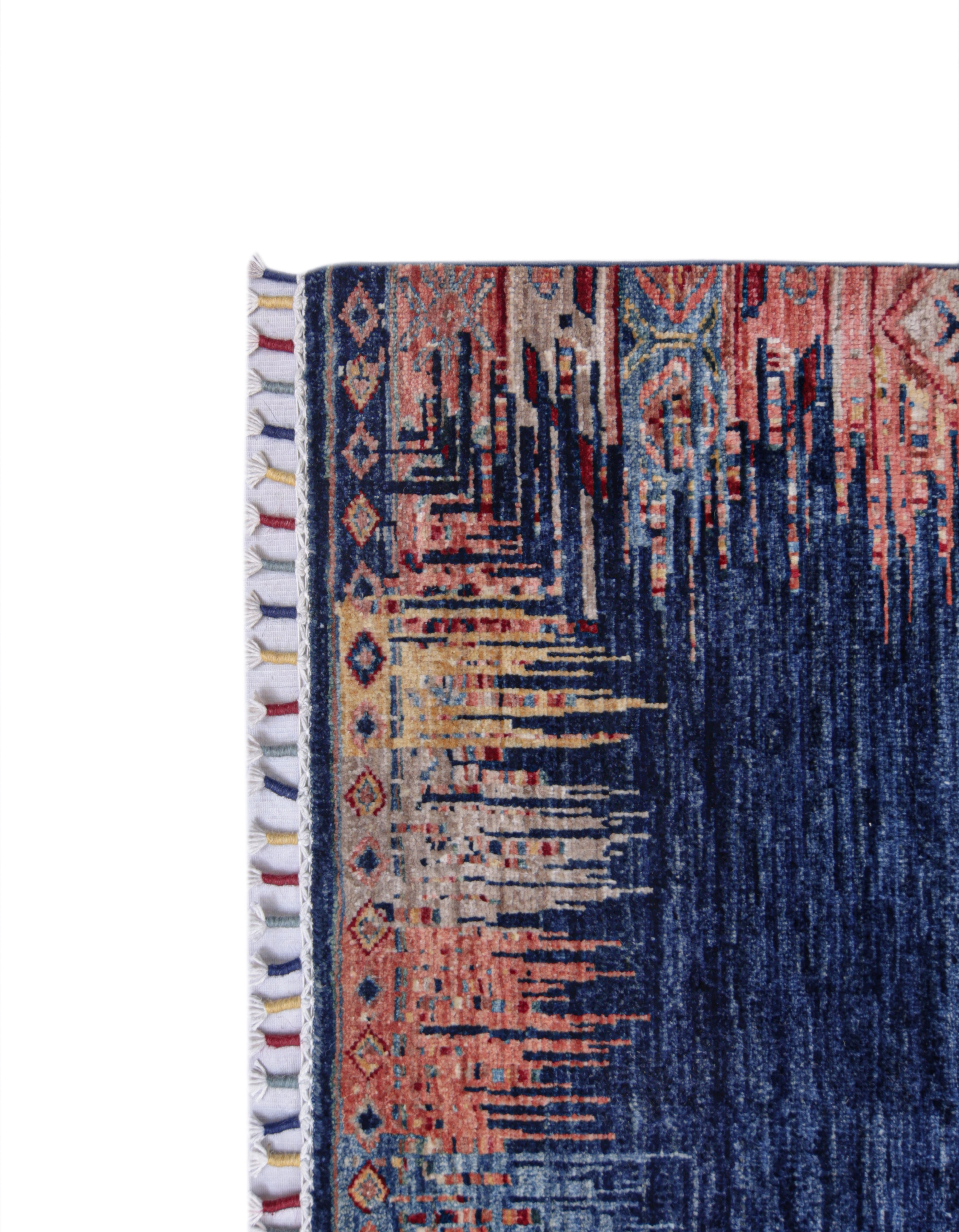 Zerava Indigo El Dokuma Yün Halı 297 x 211 cm