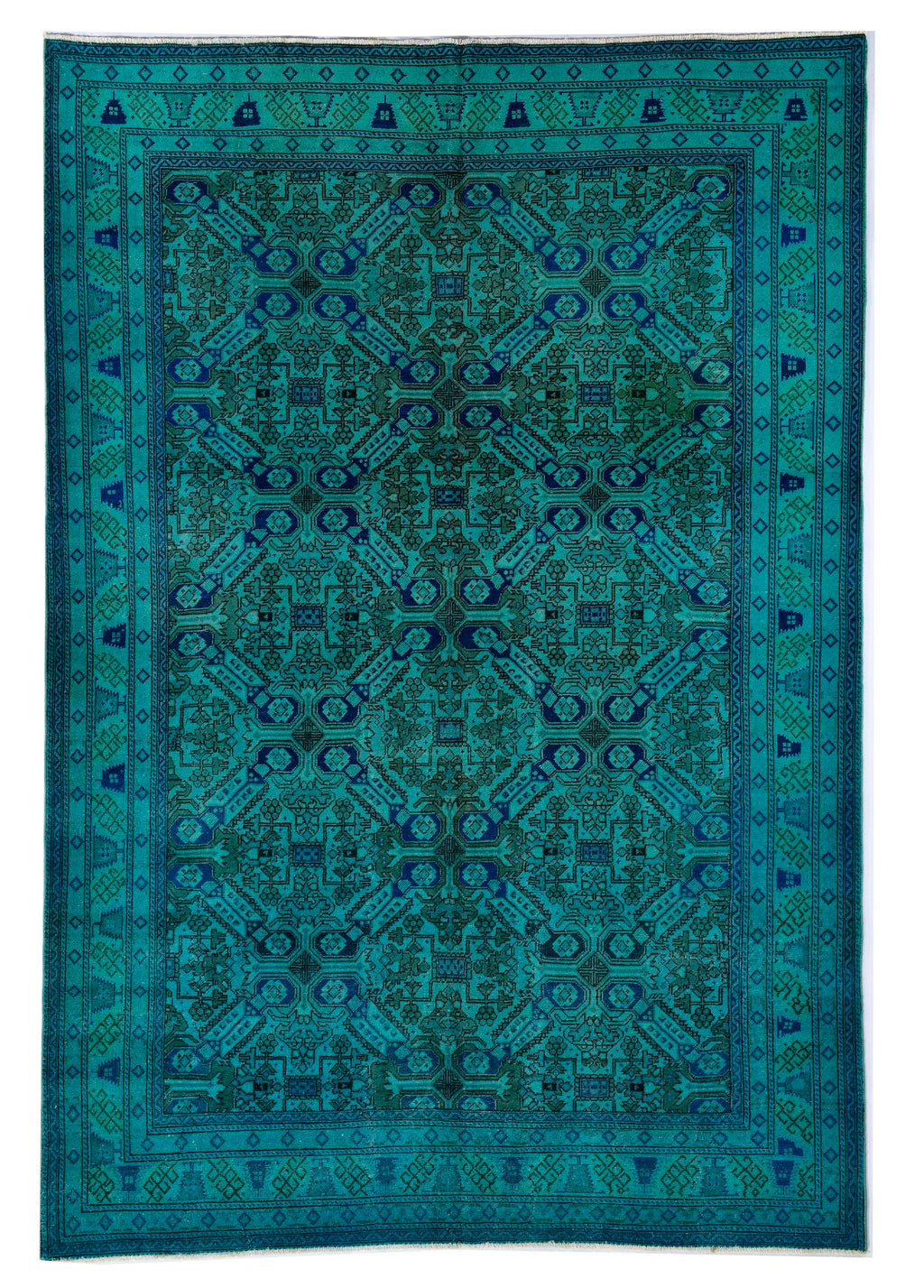 Obsidian GridVintage El Dokuma Yün Halı 277x195 cm