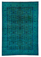 Obsidian GridVintage El Dokuma Yün Halı 277x195 cm