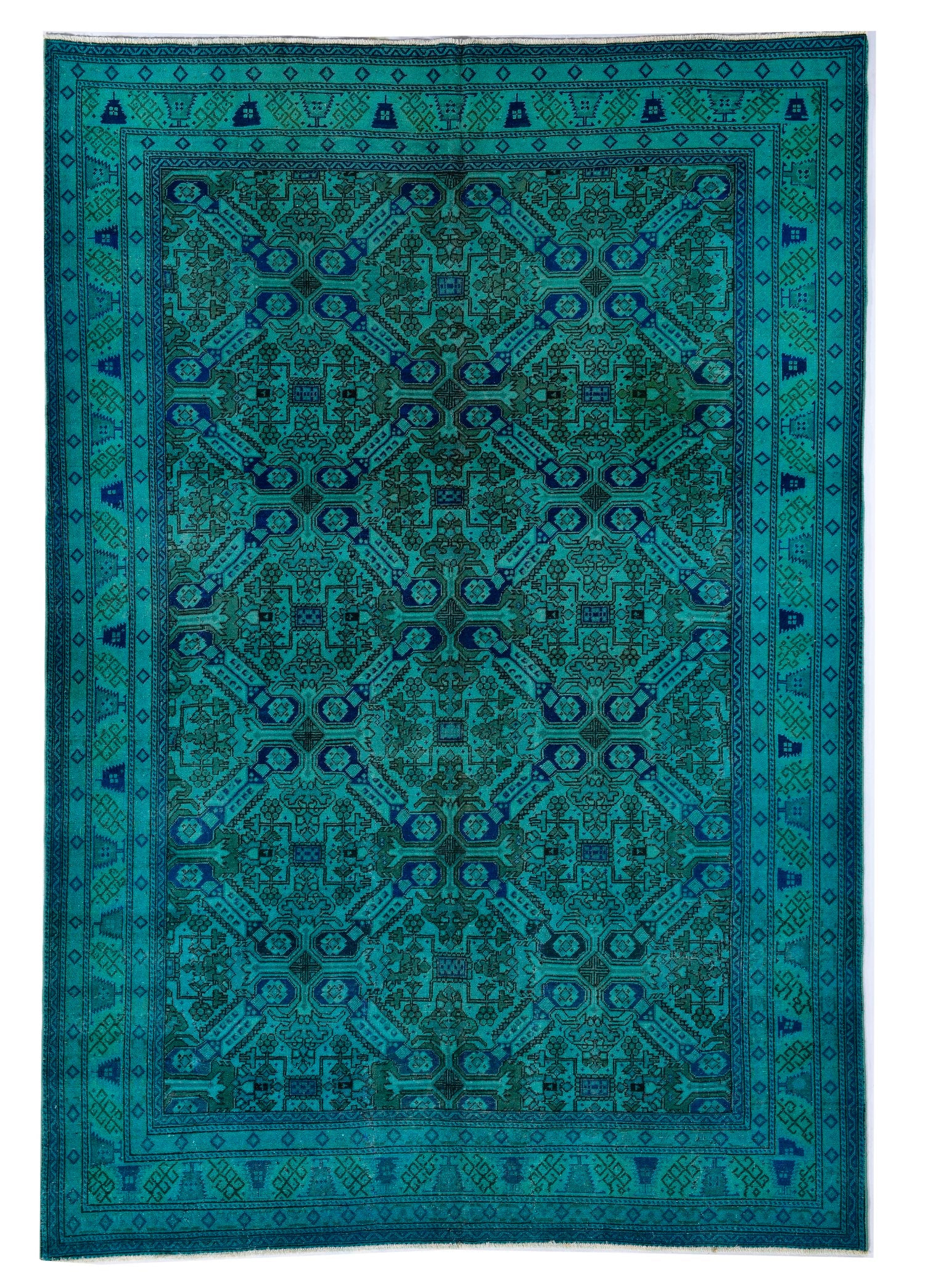 Obsidian GridVintage El Dokuma Yün Halı 277x195 cm