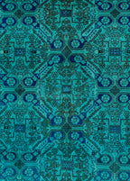 Obsidian GridVintage El Dokuma Yün Halı 277x195 cm
