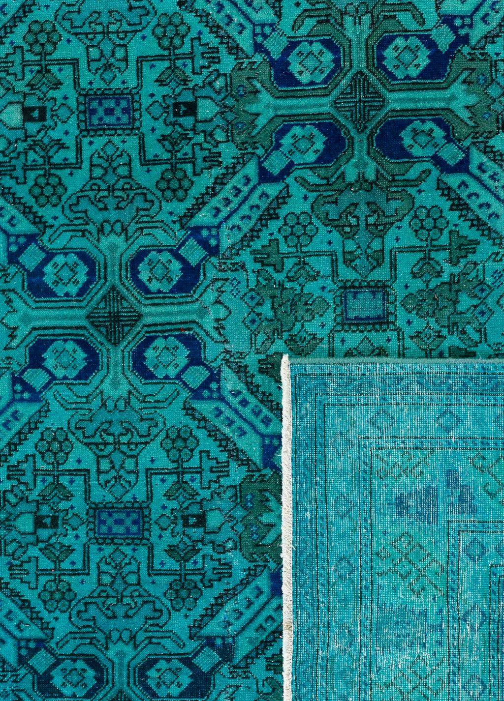 Obsidian GridVintage El Dokuma Yün Halı 277x195 cm