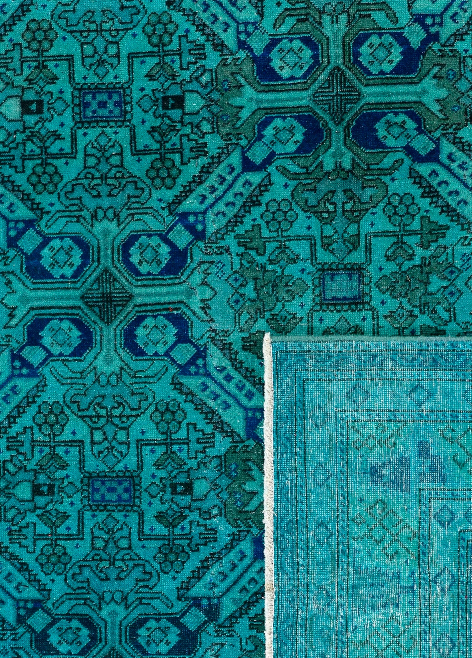 Obsidian GridVintage El Dokuma Yün Halı 277x195 cm