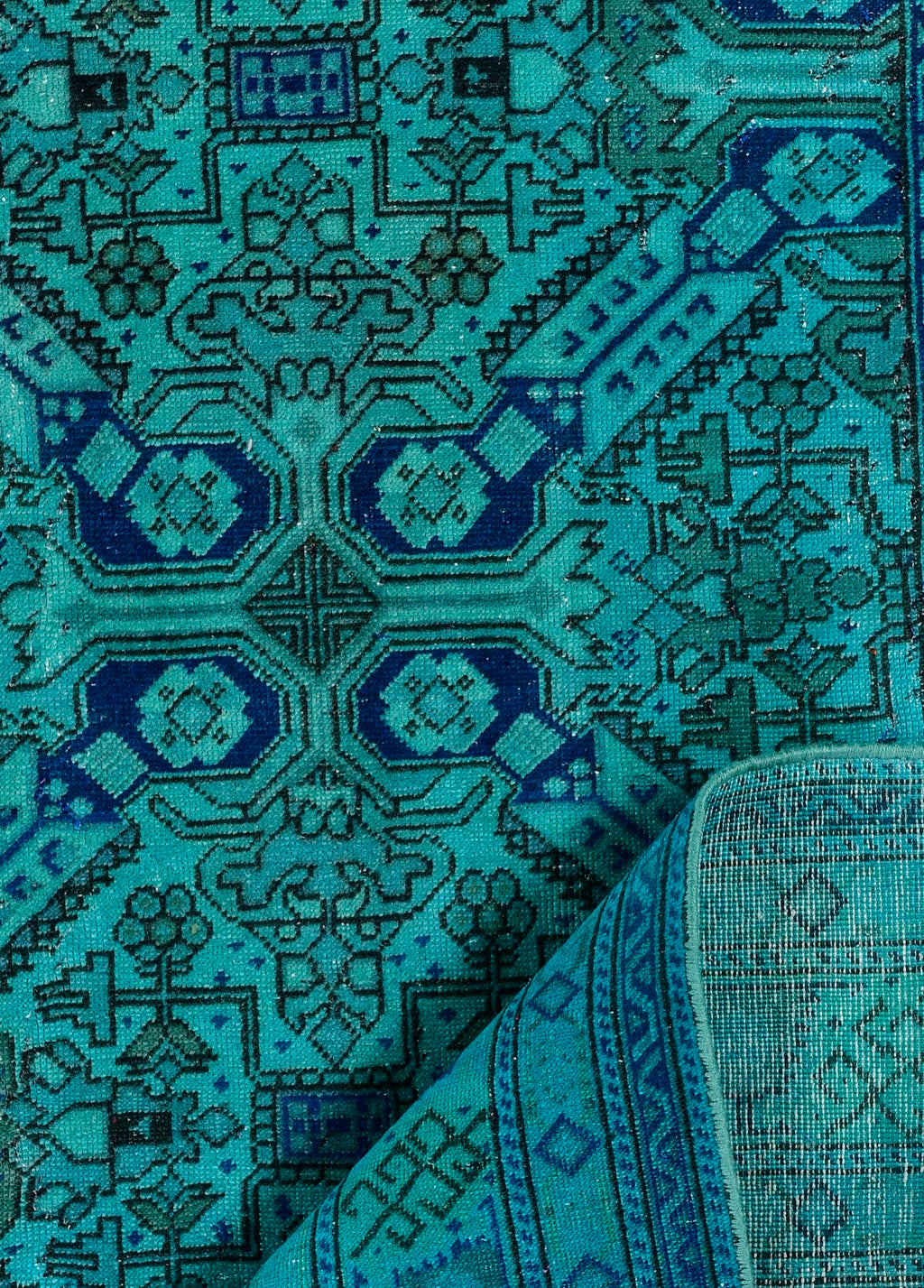 Obsidian GridVintage El Dokuma Yün Halı 277x195 cm