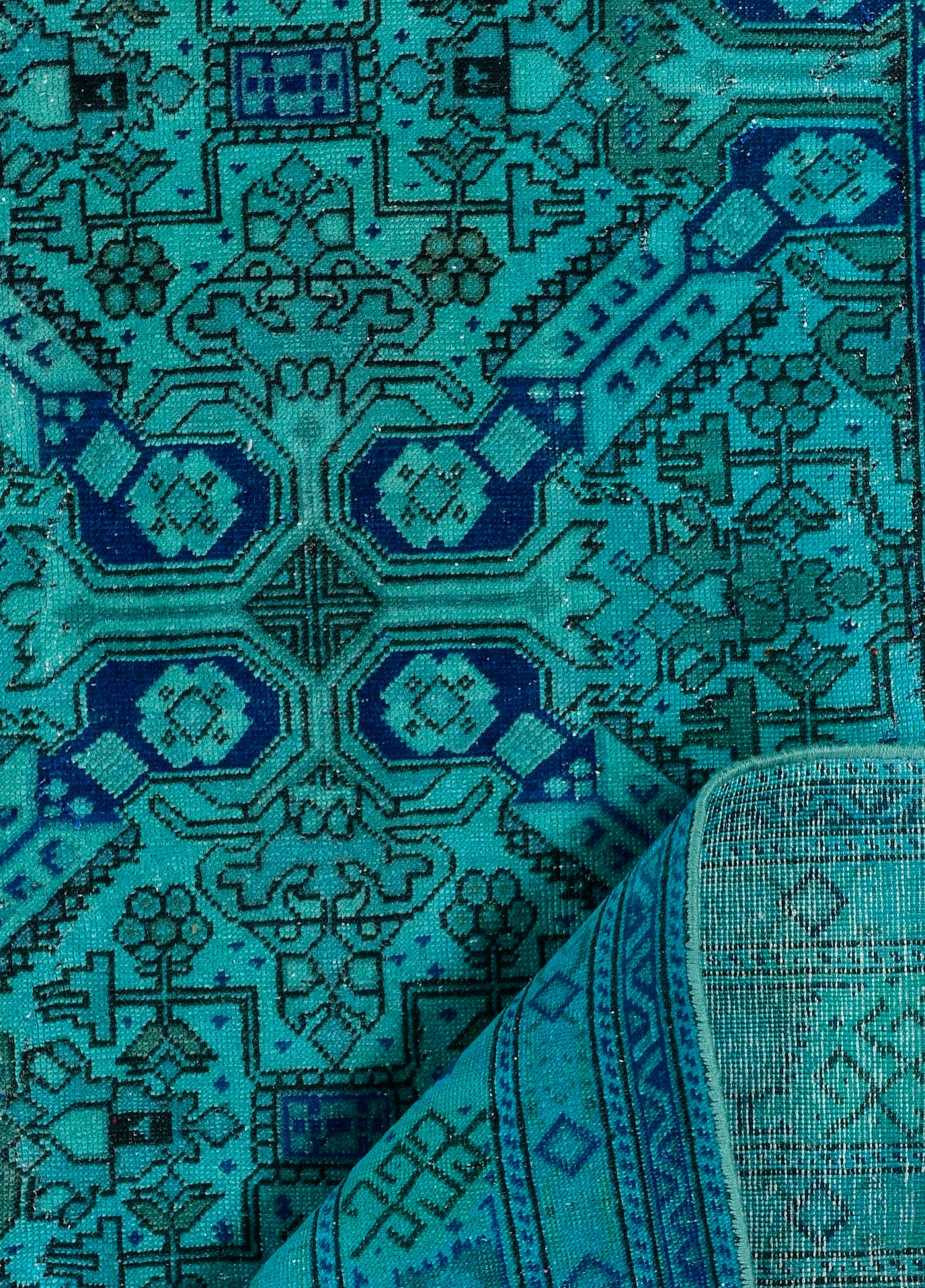 Obsidian GridVintage El Dokuma Yün Halı 277x195 cm