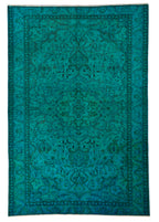 Verdigris Pattern Vintage El Dokuma Yün Halı 282x196 cm