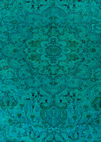 Verdigris Pattern Vintage El Dokuma Yün Halı 282x196 cm