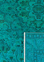 Verdigris Pattern Vintage El Dokuma Yün Halı 282x196 cm