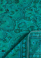 Verdigris Pattern Vintage El Dokuma Yün Halı 282x196 cm