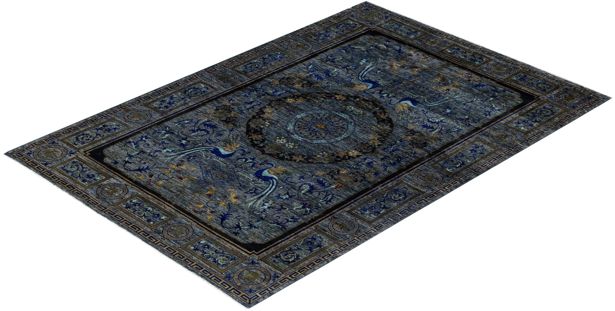 Imperial Phoenix Blue El Dokuma Yün Halı 268 x 186 cm - Borr Halı