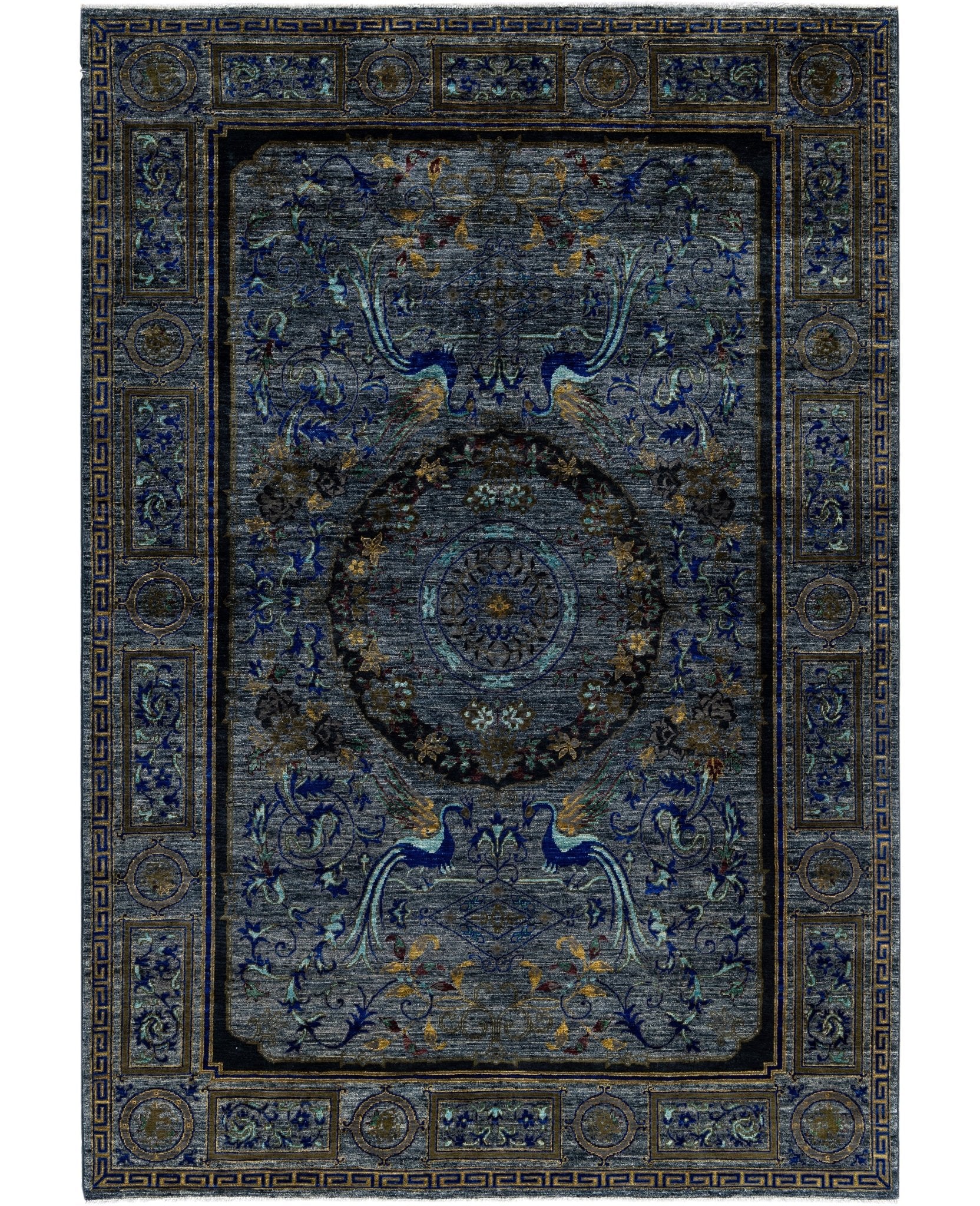Imperial Phoenix Blue El Dokuma Yün Halı 268 x 186 cm - Borr Halı
