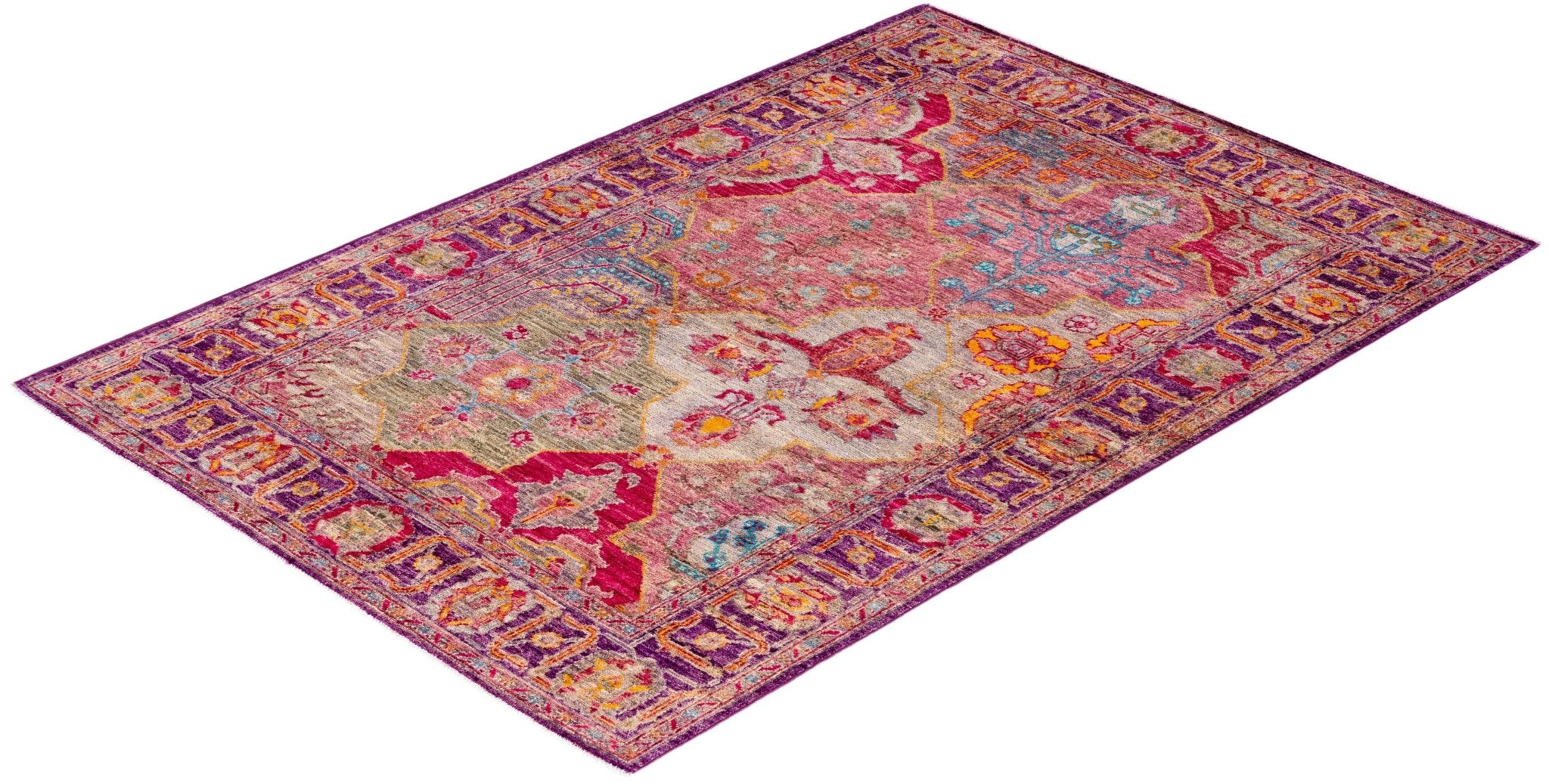 Lunaria Fuchsia El Dokuma Yün Halı 180 x 124 cm - Borr Halı