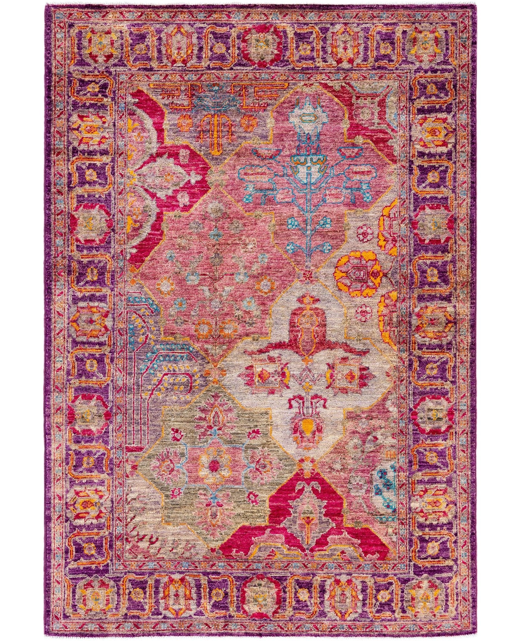 Lunaria Fuchsia El Dokuma Yün Halı 180 x 124 cm - Borr Halı