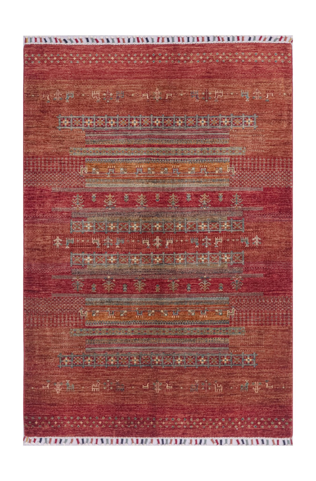 Nomadia Saffron Red El Dokuma Yün Halı 182 x 124 cm - Borr Halı