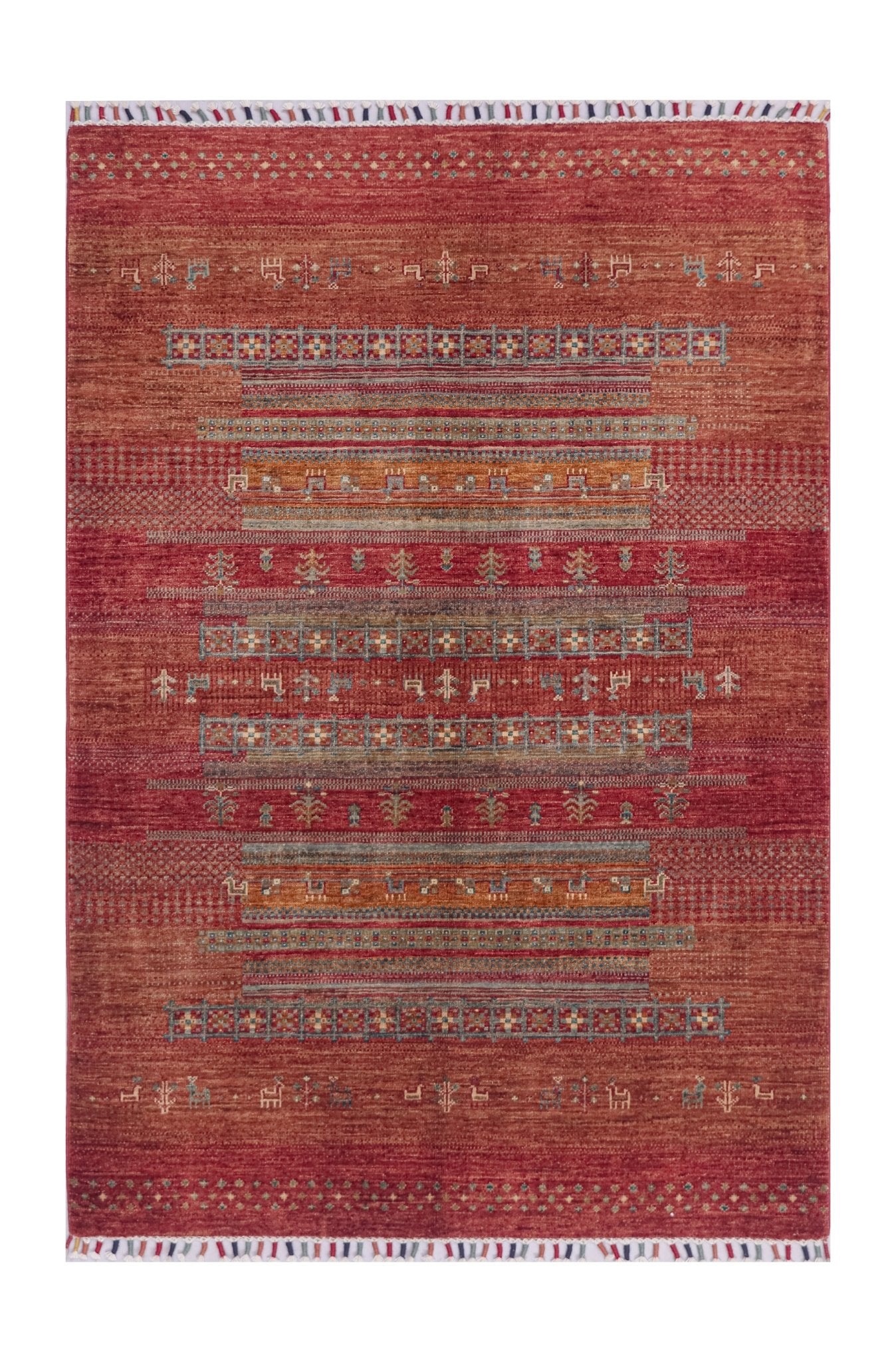 Nomadia Saffron Red El Dokuma Yün Halı 182 x 124 cm - Borr Halı
