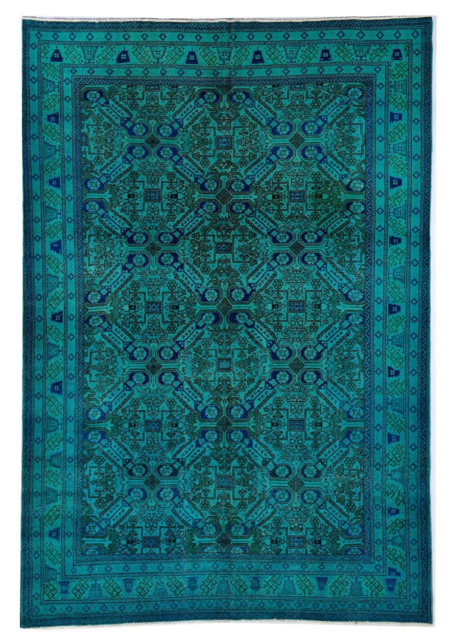 Obsidian GridVintage El Dokuma Yün Halı 277x195 cm - Borr Halı