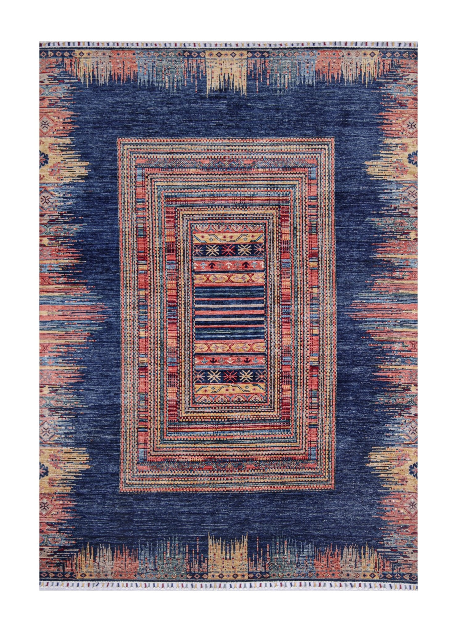 Zerava Indigo El Dokuma Yün Halı 297 x 211 cm - Borr Halı